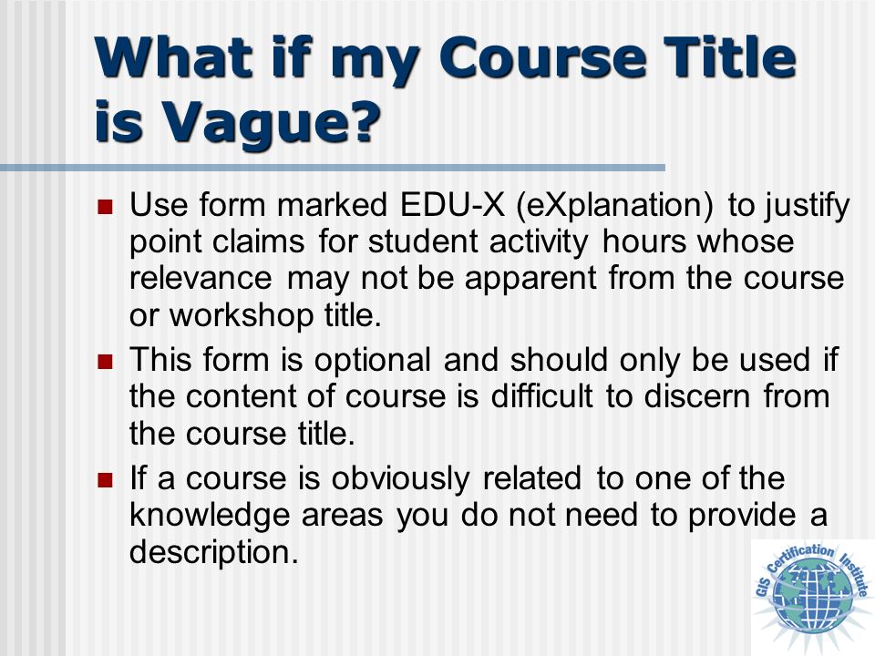 What if my Course Title is Vague.