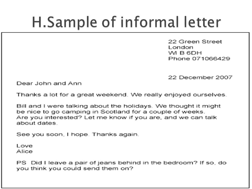 Sample Informal Letter from images.slideplayer.com
