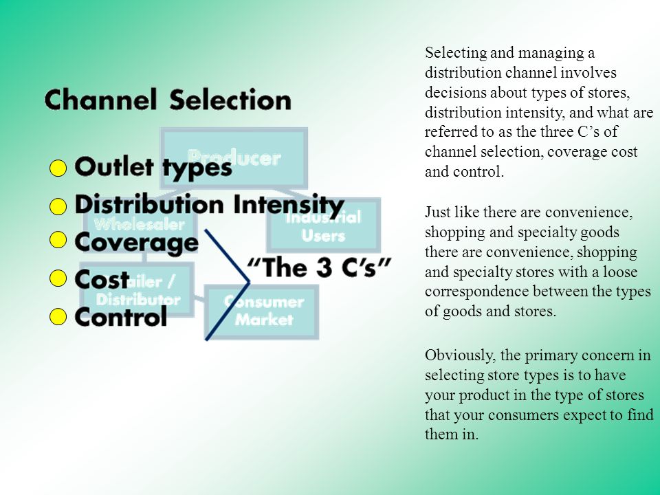 2 selecting and managing a distribution channel