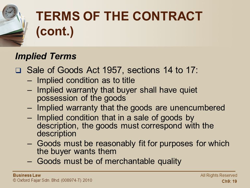 sale of goods act 1957 cases