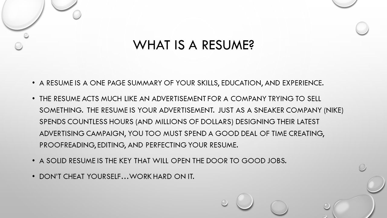 creating the effective resume what is a resume a resume is a one