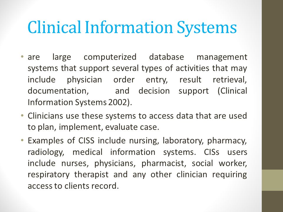 ADMINISTRATIVE AND CLINICAL HEALTH INFORMATION. Information System - can be  define as the use of computer hardware and software to process data into  information. - ppt download