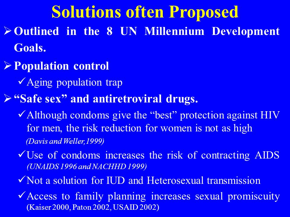 Solutions often Proposed  Outlined in the 8 UN Millennium Development Goals.