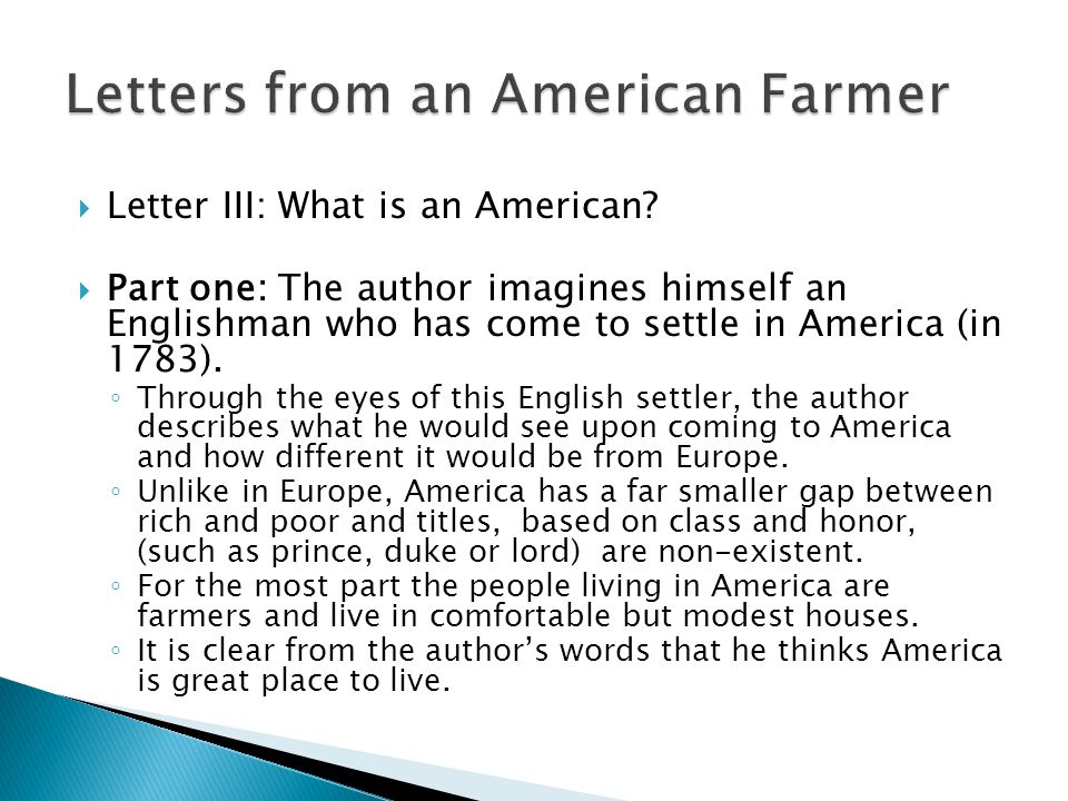 summary of letters from an american farmer