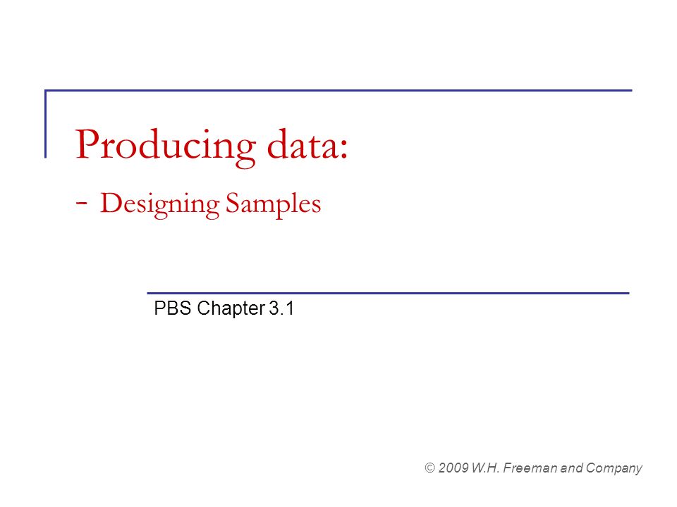 Producing data: - Designing Samples PBS Chapter 3.1 © 2009 W.H. Freeman and Company