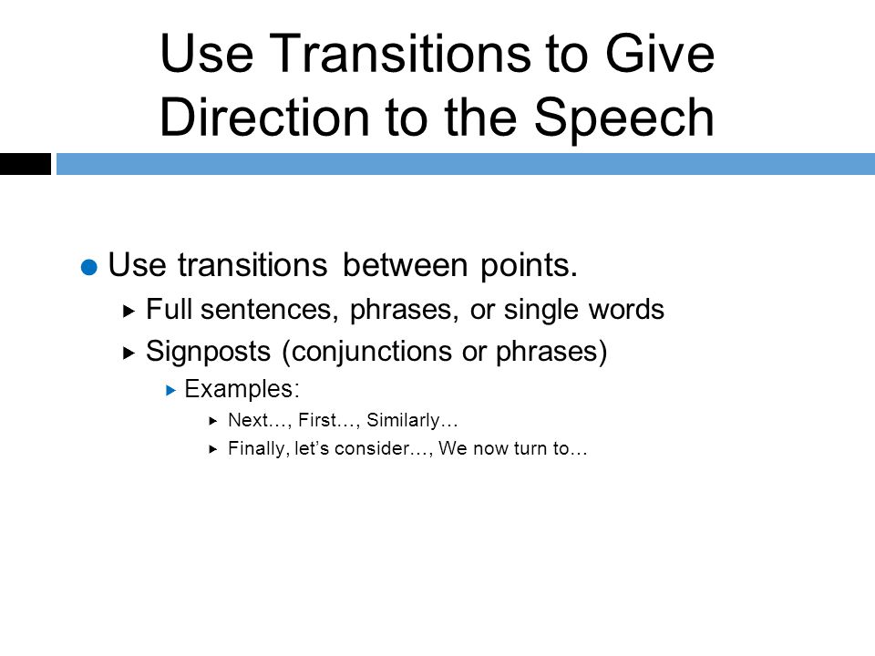good transition sentences for speeches
