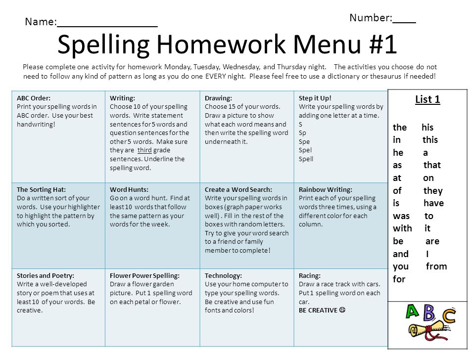 Unit 1 activities. Homework list. Activities homework. To do list in homework. What does Spelling Words mean.