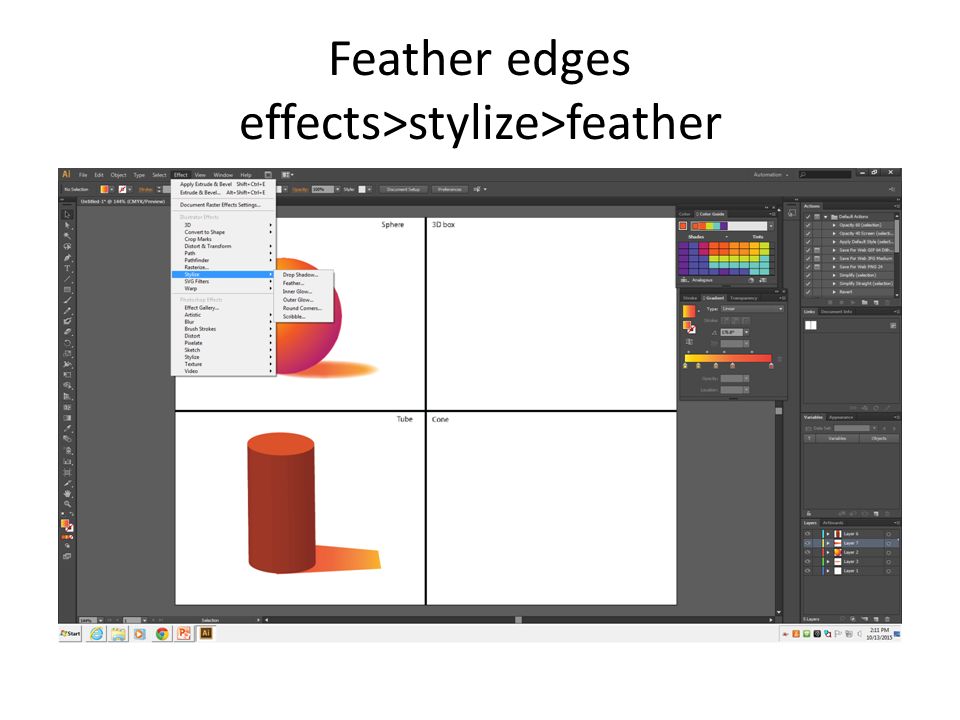 Feather edges effects>stylize>feather