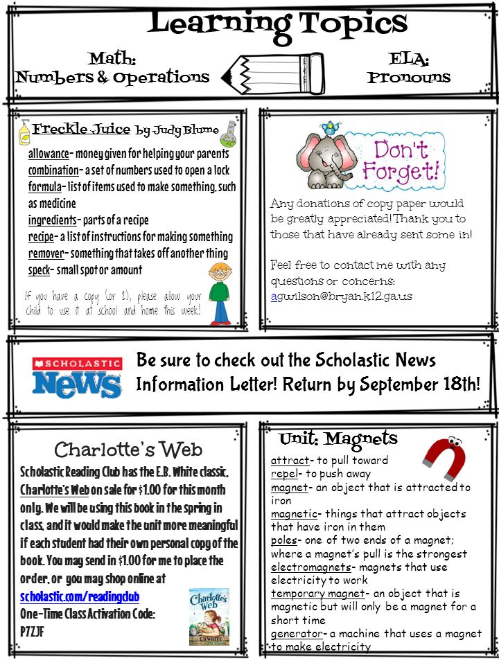 Scholastic Book Fair: September 14 - 22