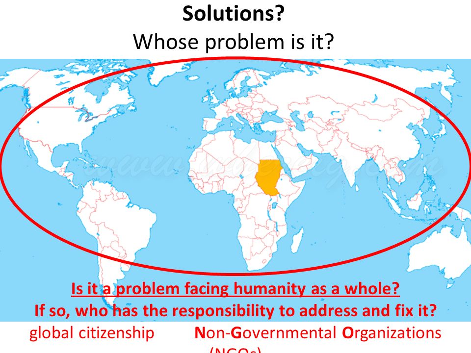 Solutions. Whose problem is it. Is it a problem facing humanity as a whole.