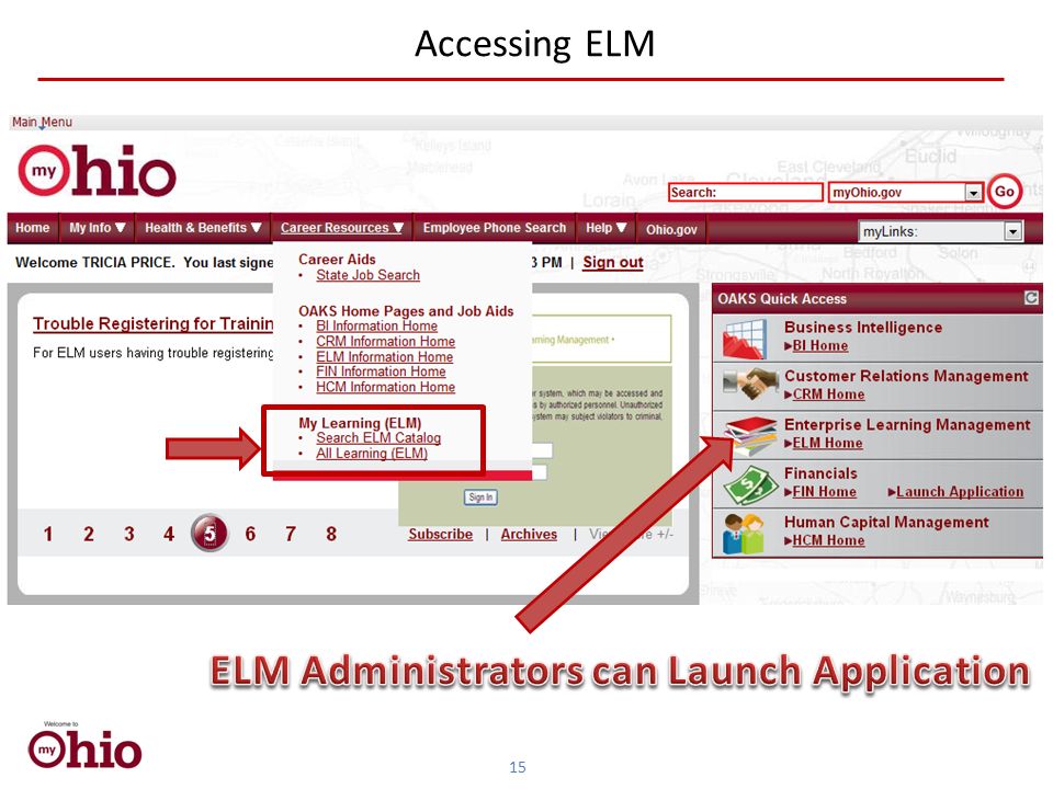 Accessing ELM 15
