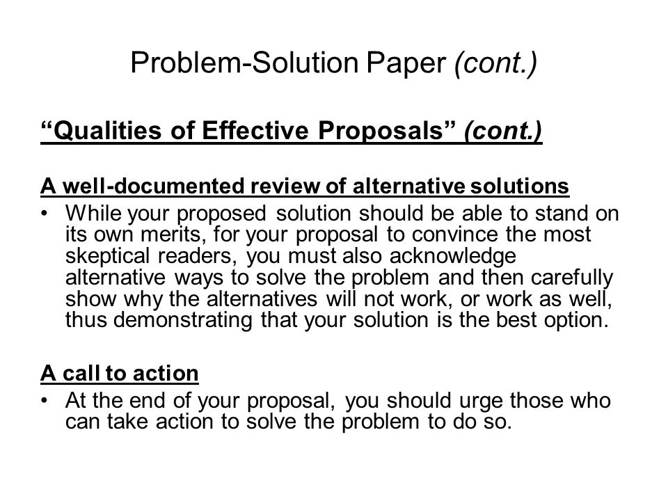 proposing a solution to a problem