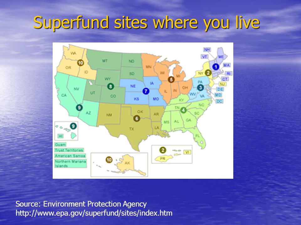 Superfund sites where you live Source: Environment Protection Agency