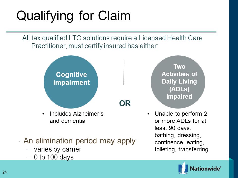An Insured's Inability To Perform Two Or More Brought to you by the Advanced Consulting Group of Nationwide