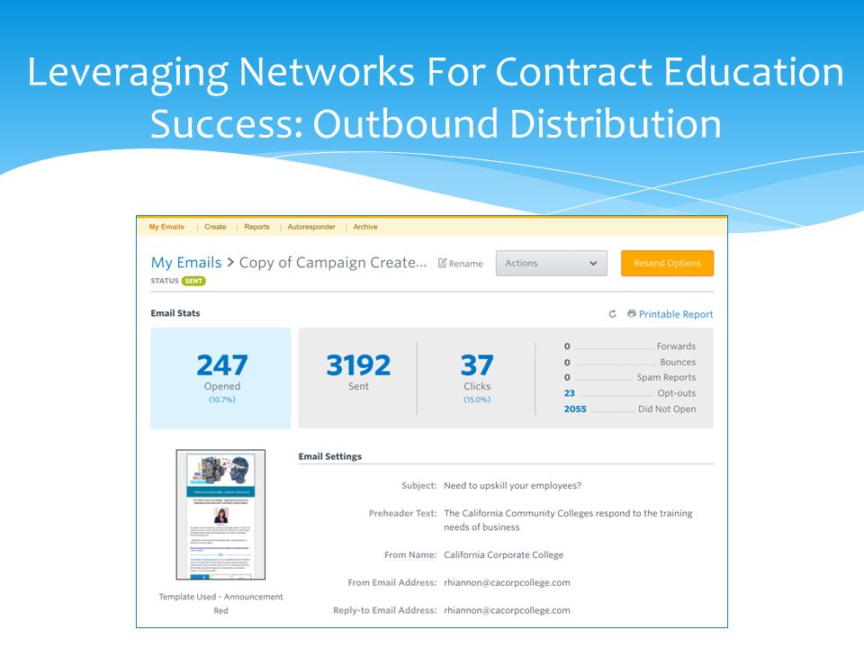Leveraging Networks For Contract Education Success: Outbound Distribution