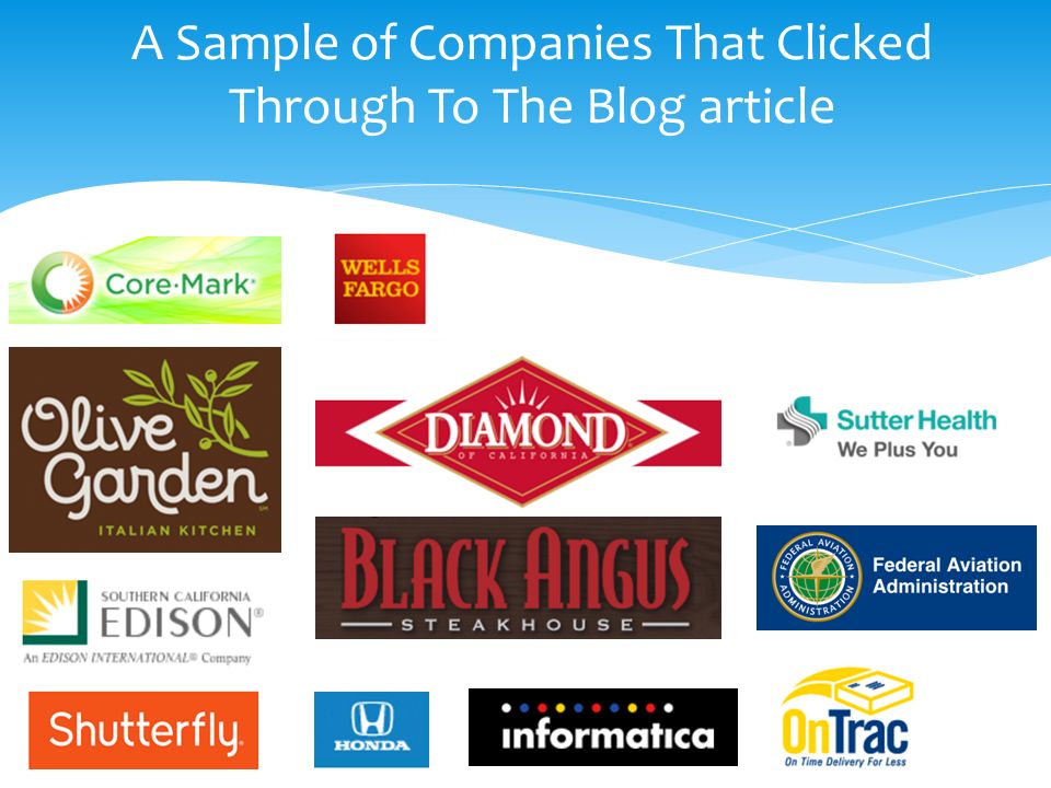 A Sample of Companies That Clicked Through To The Blog article