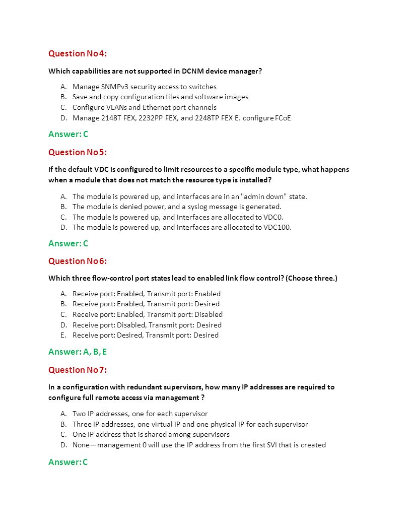 Question No 4: Which capabilities are not supported in DCNM device manager.