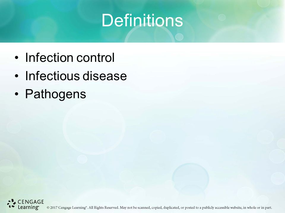 Definitions Infection control Infectious disease Pathogens
