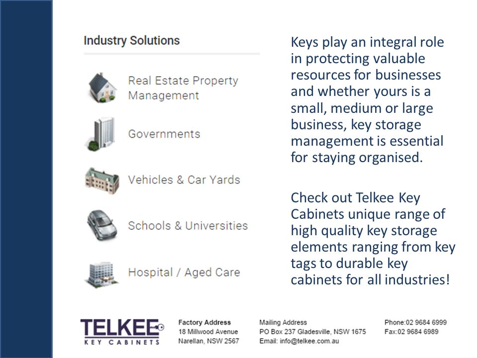Telkee Lockable Key Cabinets Is An Australian Owned And Operated