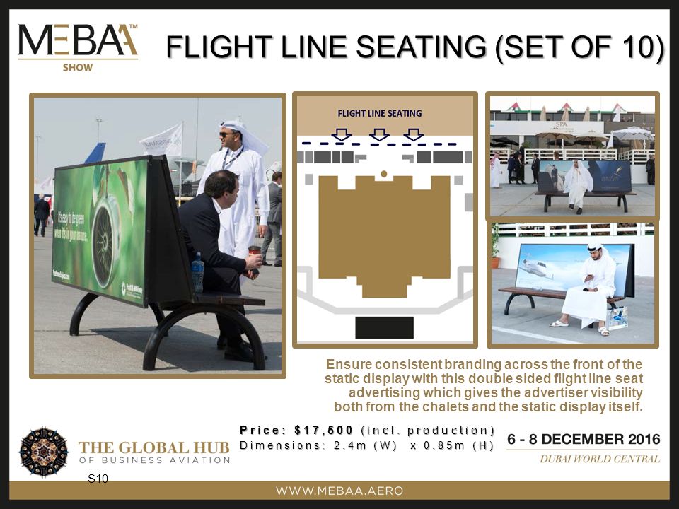 FLIGHT LINE SEATING (SET OF 10) Price: $17,500 (incl.