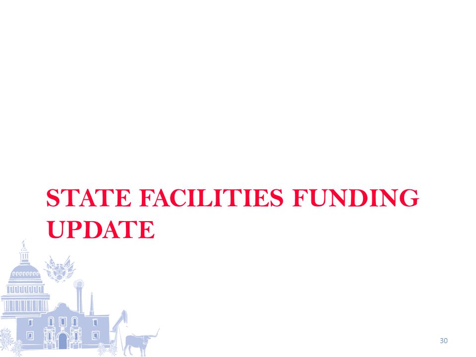 STATE FACILITIES FUNDING UPDATE 30