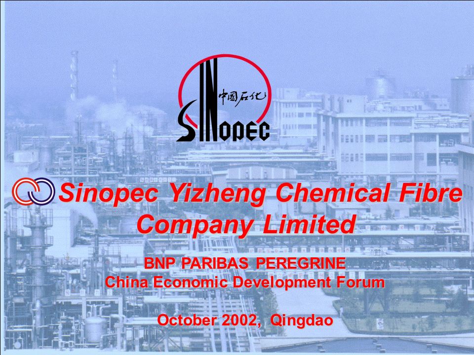 Sinopec Yizheng Chemical Fibre Company Limited Sinopec Yizheng Chemical Fibre Company Limited BNP PARIBAS PEREGRINE China Economic Development Forum October 2002, Qingdao