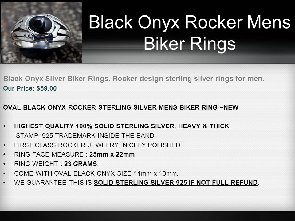 Black Onyx Rocker Mens Biker Rings Black Onyx Silver Biker Rings.
