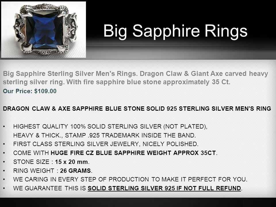 Big Sapphire Rings Big Sapphire Sterling Silver Men s Rings.