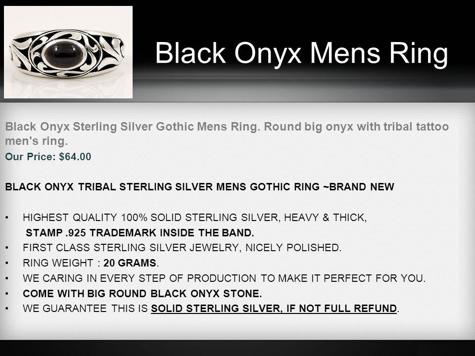 Black Onyx Mens Ring Black Onyx Sterling Silver Gothic Mens Ring.