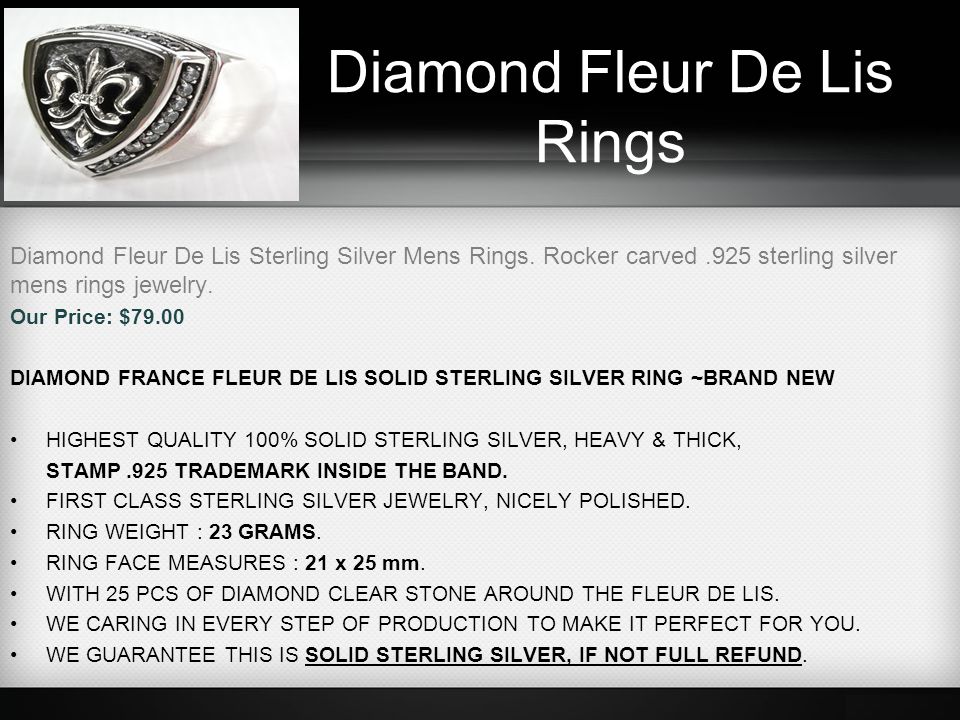Diamond Fleur De Lis Rings Diamond Fleur De Lis Sterling Silver Mens Rings.