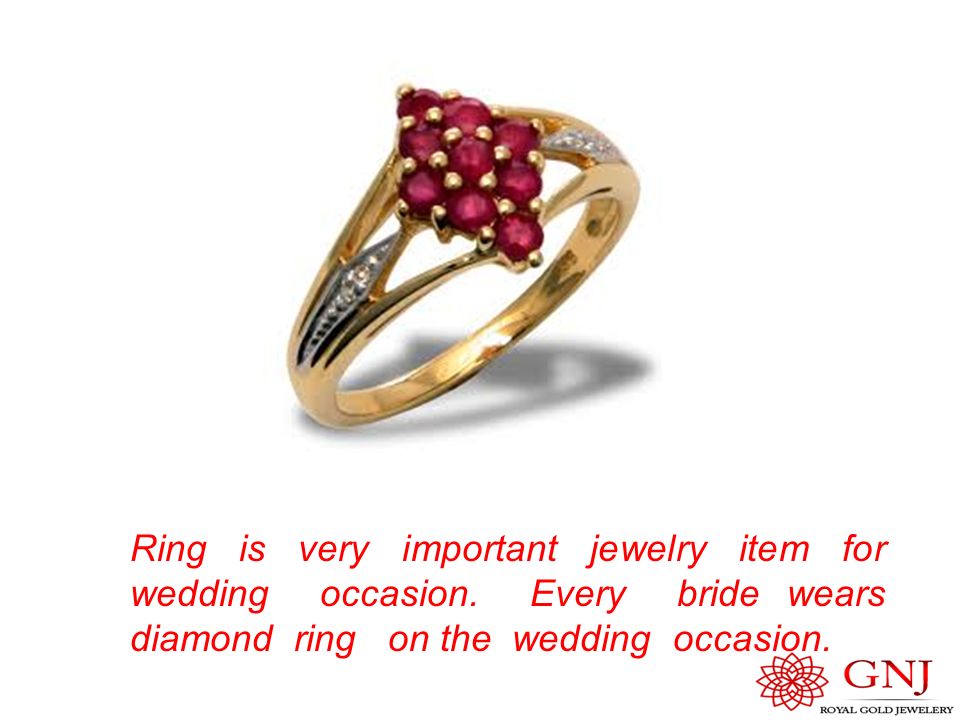 Ring is very important jewelry item for wedding occasion.