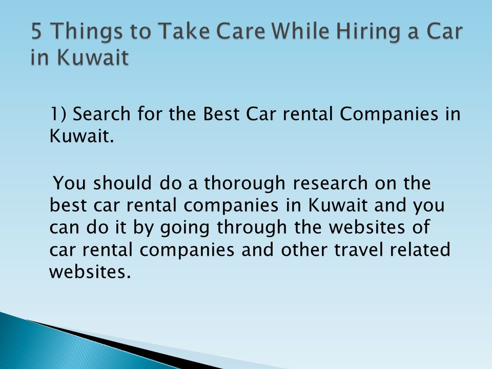 1) Search for the Best Car rental Companies in Kuwait.