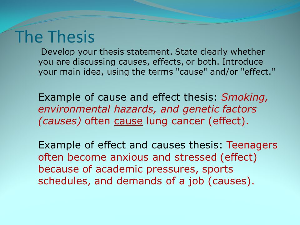 cause and effect thesis statement examples