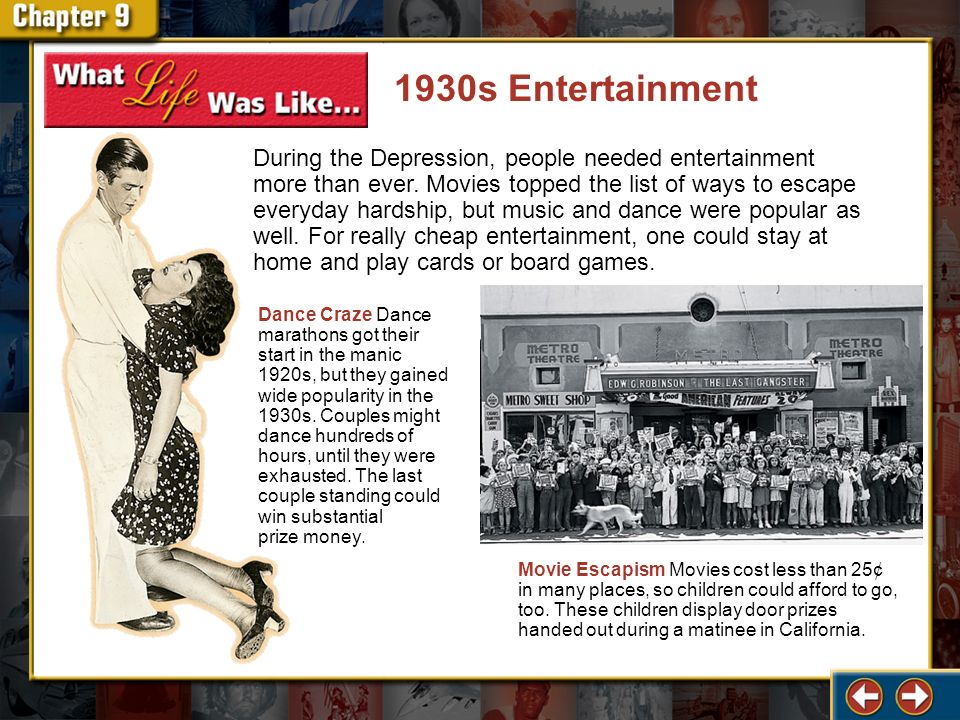 1930s Entertainment Dance Craze Dance marathons got their start in the manic 1920s, but they gained wide popularity in the 1930s.