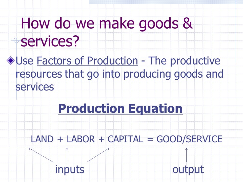 How do we make goods & services.