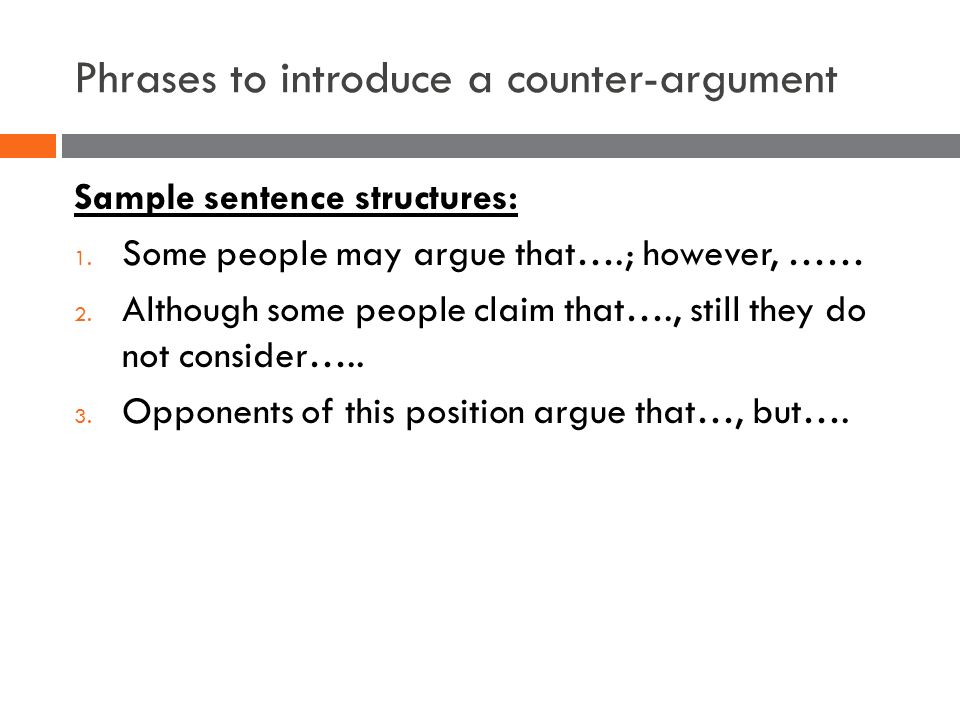 counter argument example sentence
