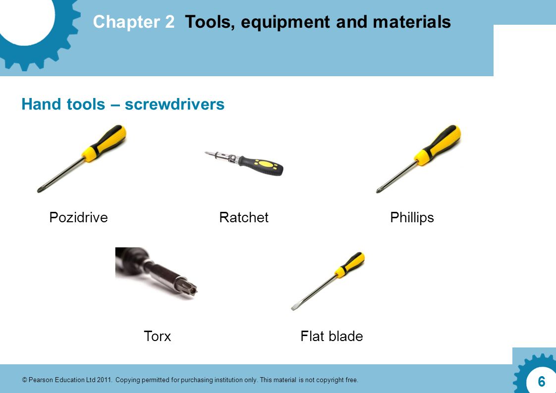 Chapter 2 Tools, equipment and materials © Pearson Education Ltd Copying  permitted for purchasing institution only. This material is not copyright.  - ppt download