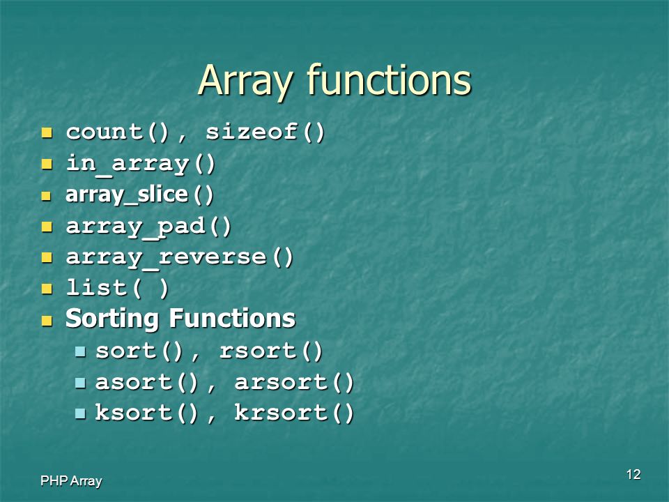 1 PHP Array PHP Arrays An indexed array is similar to one provided by a  conventional programming language. An indexed array is similar to one  provided. - ppt download