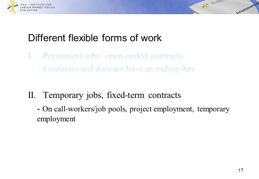 Different flexible forms of work 17