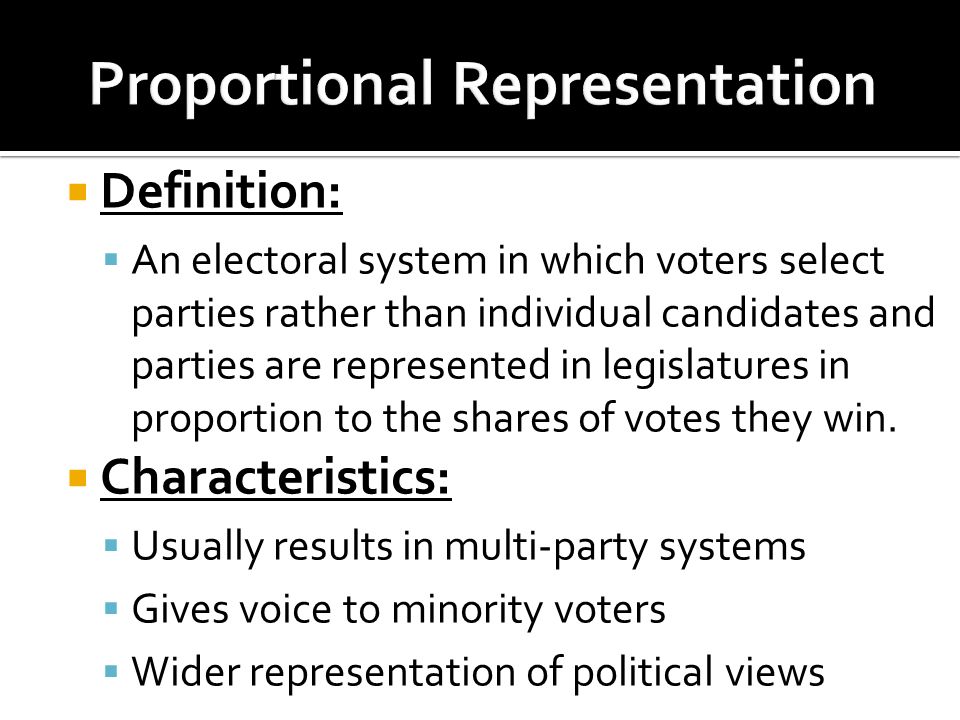Comparison Systems. Electoral Systems: Single Member District Plurality vs.  Proportional Representation. - ppt download