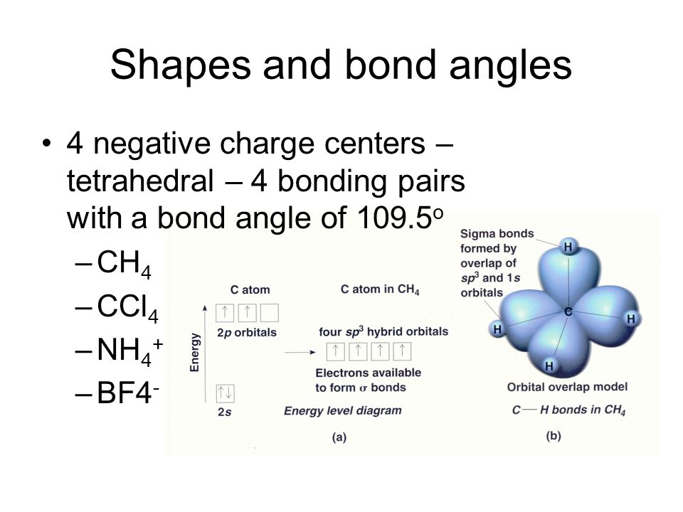 Shapes and bond angles 4 negative charge centers - tetrahedral - 4 bonding ...