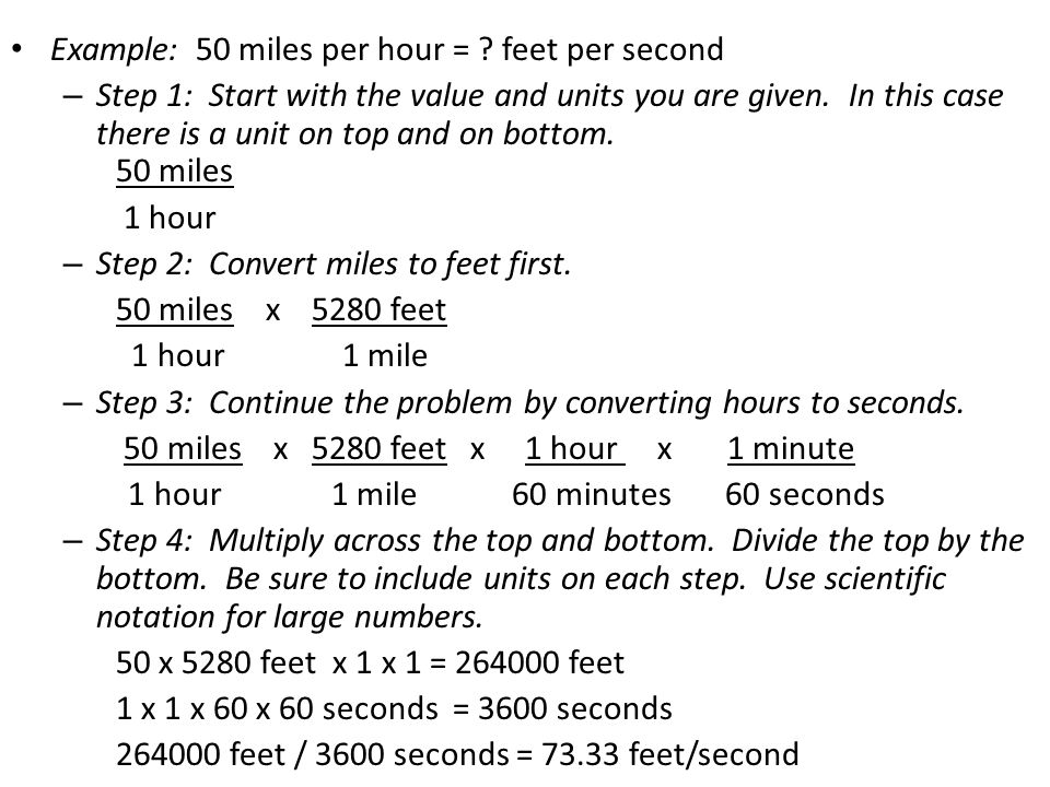 Apes Math Review Objectives Expectations Decimals Example 50 Miles Per Hour