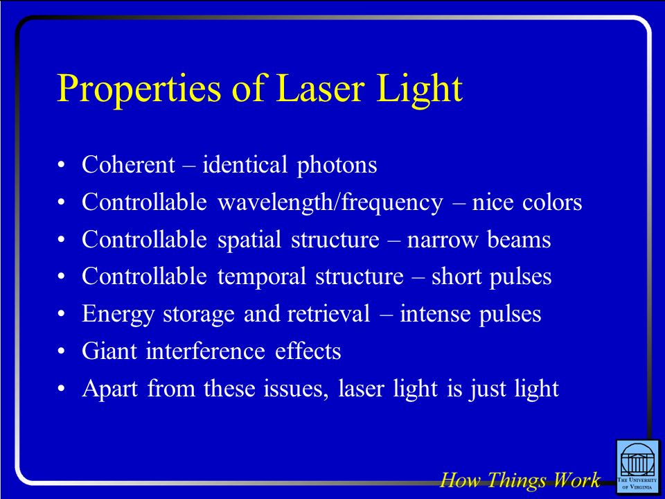 Lasers. Question: In movies, laser beams are always shown as bright pencils of  light streaking through the air or space. If you were to look from the. -  ppt download