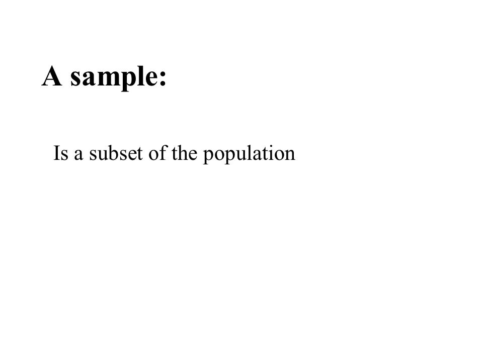 A sample: Is a subset of the population