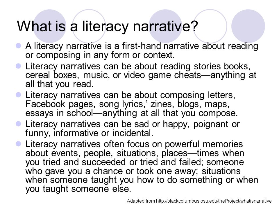 how to write an introduction for a literacy narrative