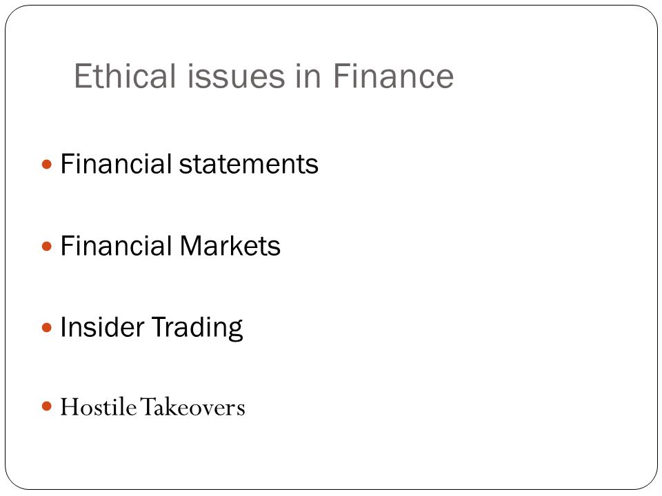 ethical issues with insider trading