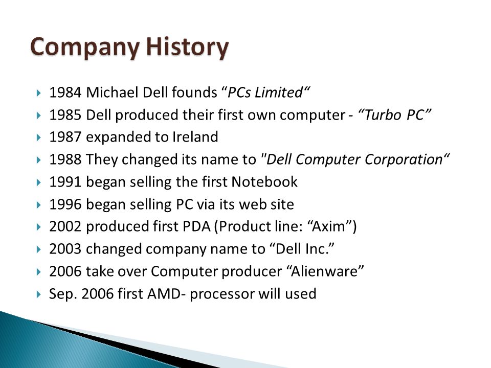 general company history locations product and services history of dell