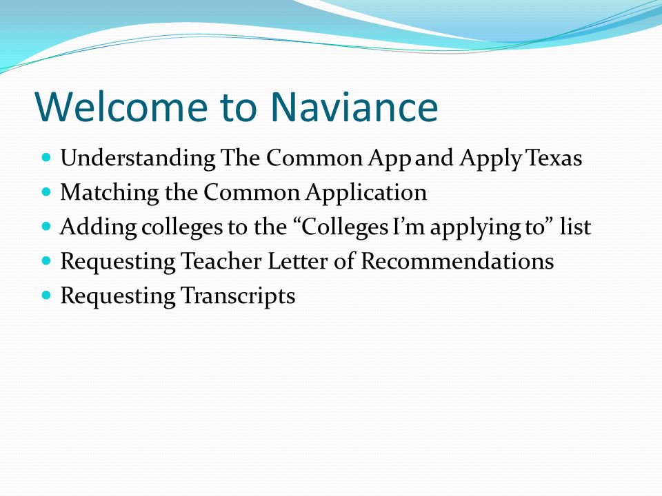 The College Application Process Welcome To Naviance Understanding