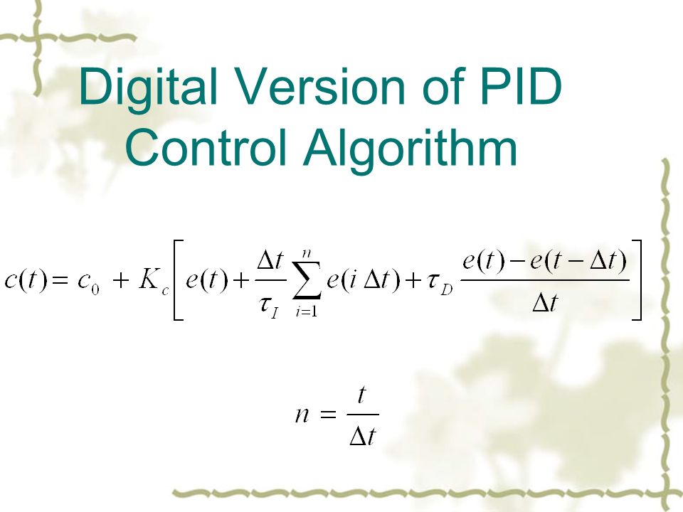 Digital Version of PID Control Algorithm