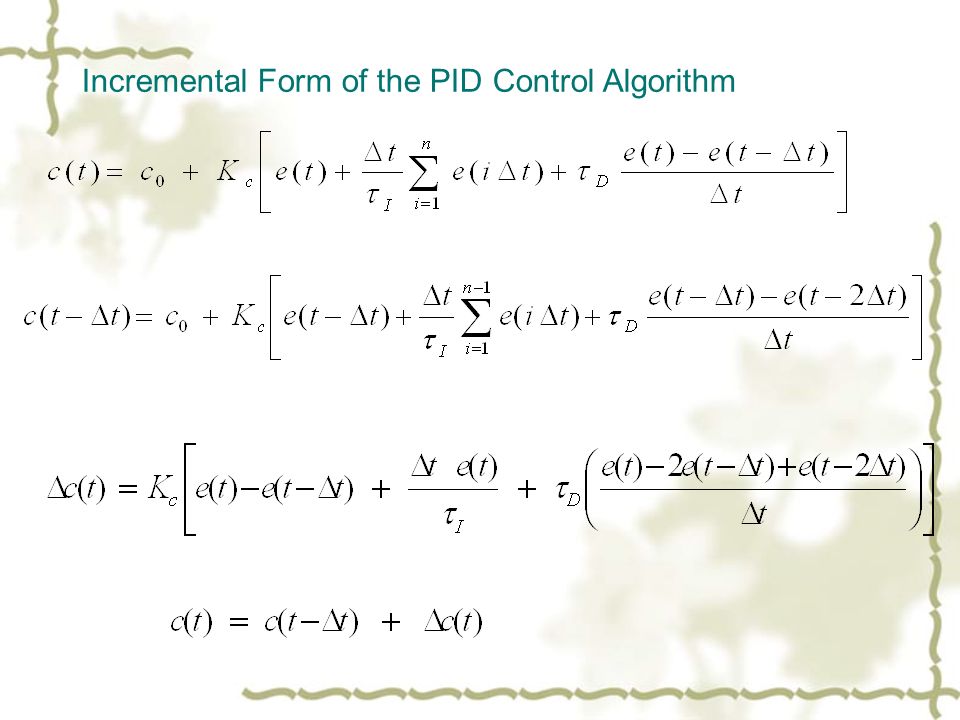 Incremental Form of the PID Control Algorithm